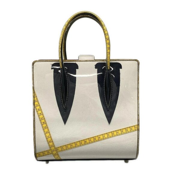 Christian Louboutin Handbags - Auth CHRISTIAN LOUBOUTIN Paloma White Yellow Multi Vinyl Leather Tote Bag